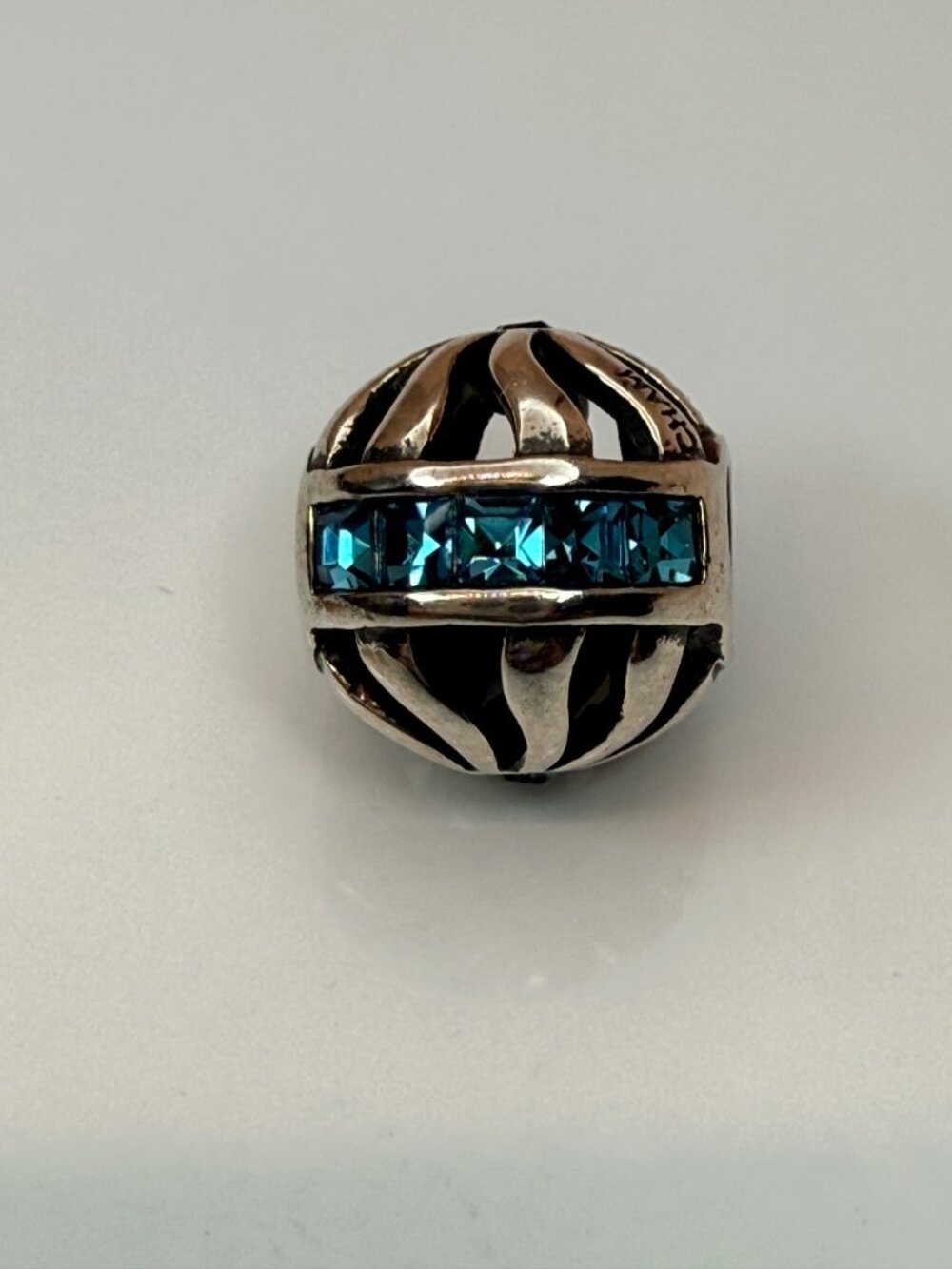 Chamilia Retired Blaze Teal Blue Swarovski Charm Sterling Silver 925